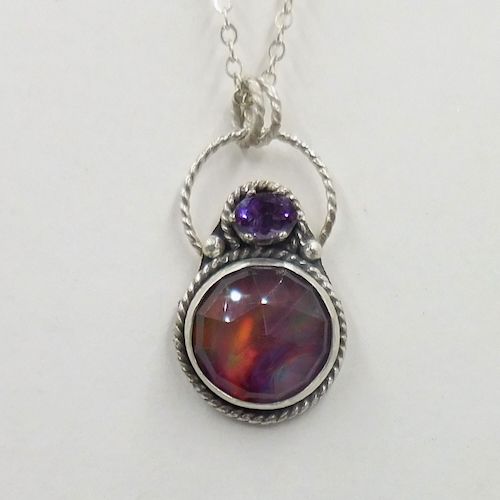 Click to view detail for DKC-2130 Necklace, Aurora Opal, Amethyst $275
